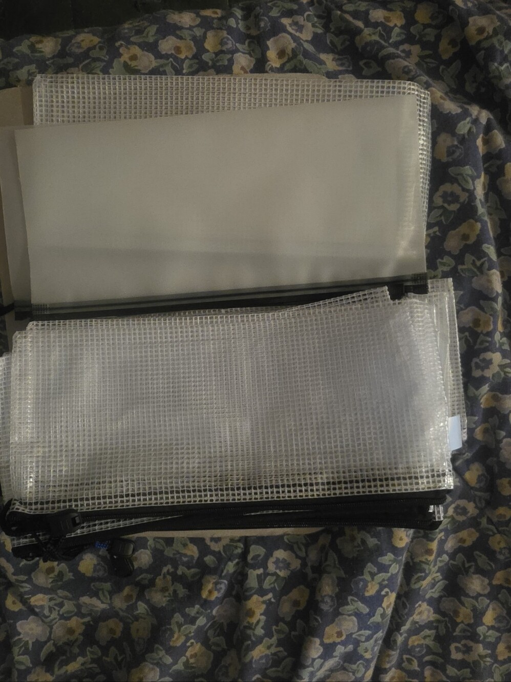 Clear Mesh Zipper Pouch for Electronics Accessories - White